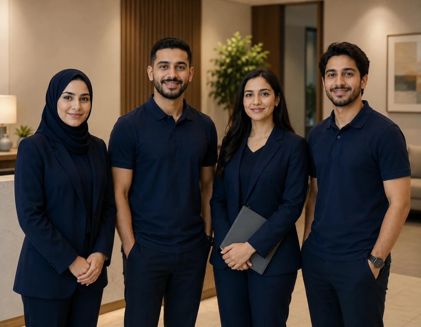 فريق تفتيش عاملات أثناء العمل